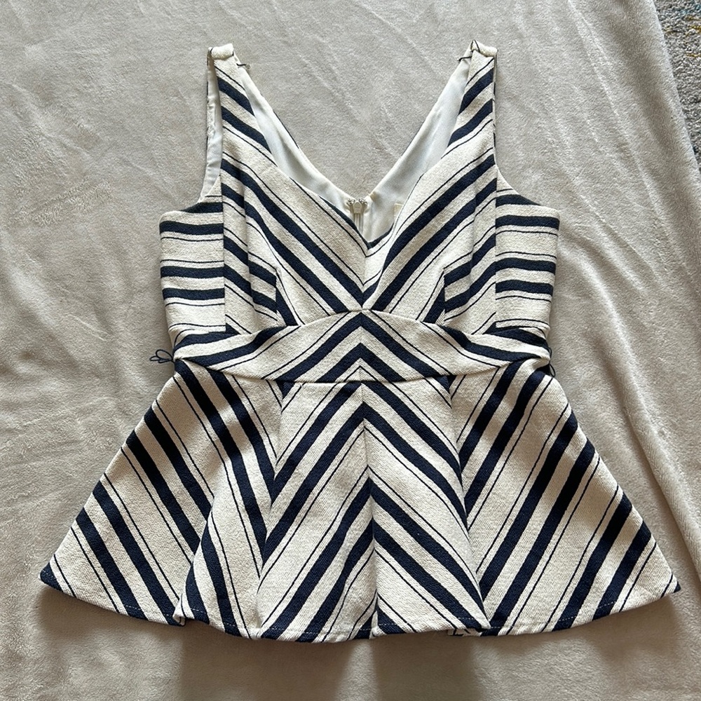 Anthropologie Maeve Nautical Peplum Top - 6 - Picture 2 of 7